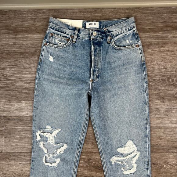 NWT AGOLDE Fen High-Rise Relaxed Taper Denim Jeans in Color Wander (Sz 26) - Picture 5 of 11
